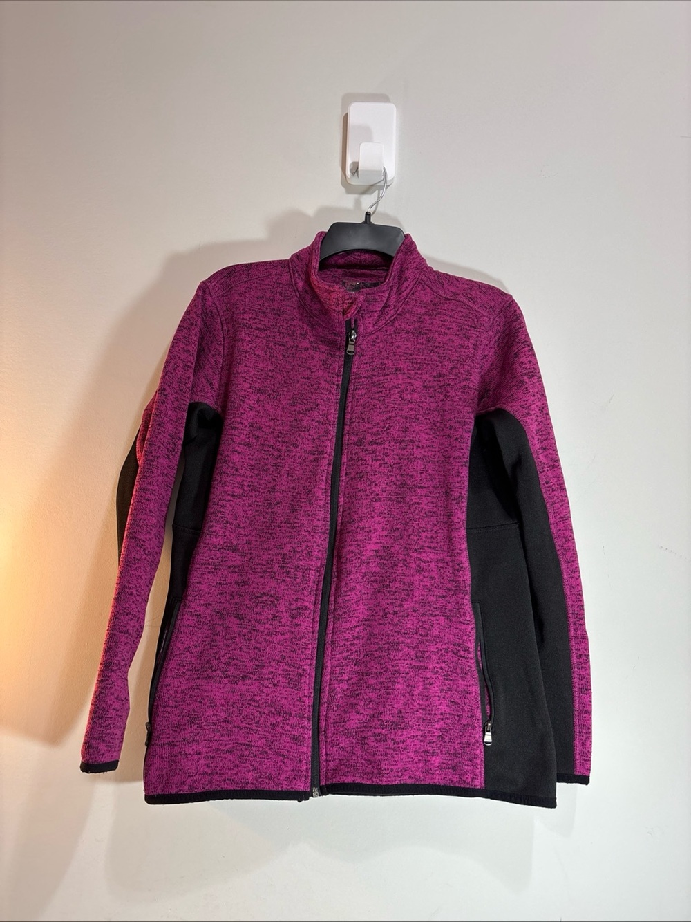 Marc New York Women's Magenta Full-Zip Jacket with Black Side Panels. 1218-C